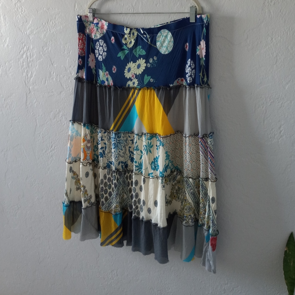 Johnny Was Floral Patchwork Boho Pull On Midi Ski… - image 3